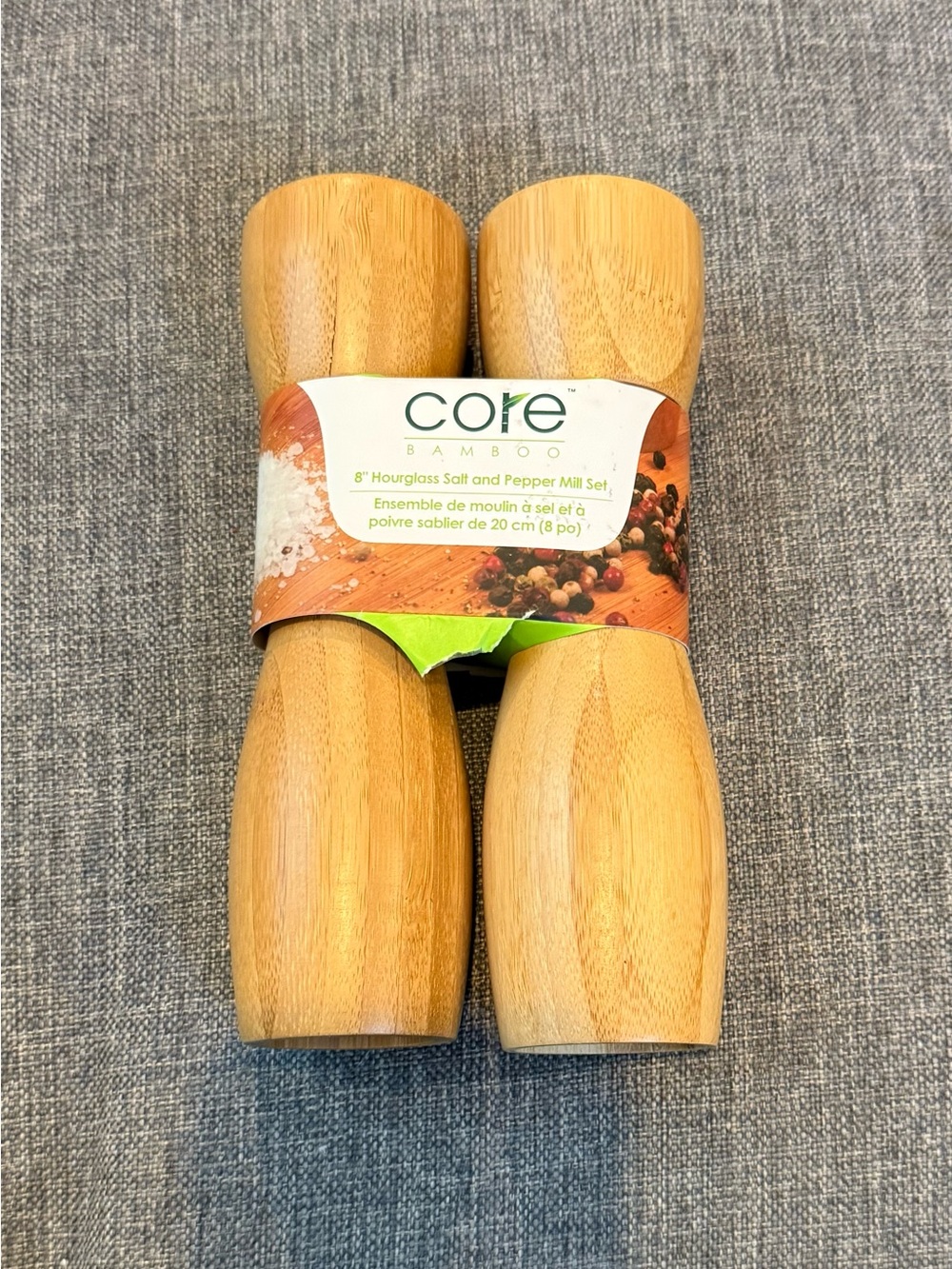 NEW Core Bamboo Wood Salt Shaker & Pepper Mill Set 8” Tall